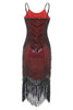 Carregar imagem no visualizador da galeria, Cintas de espaguete vermelho preto 1920 vestido