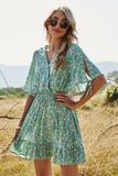Vestido de verão de impressão floral verde