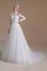 Carregar imagem no visualizador da galeria, Vestido de noiva de manga comprida de pescoço alto branco com renda