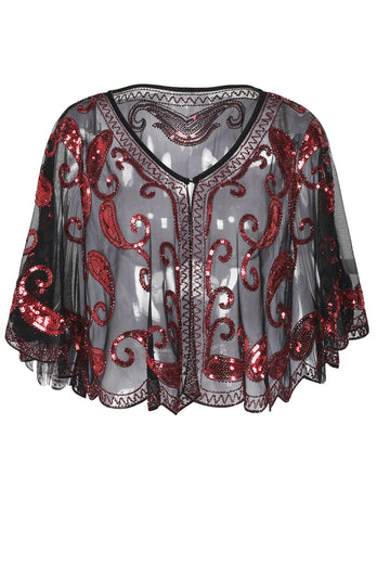 1920s Red Glitter Sequins Cape