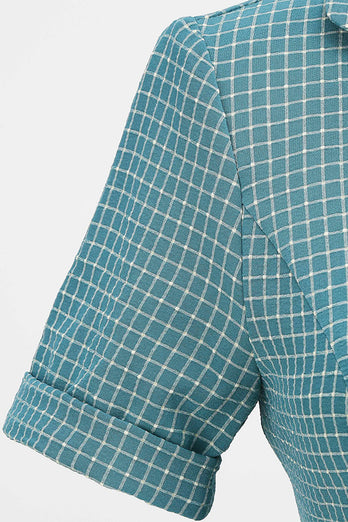 Vestido de xadrez vermelho de estilo retrô de 1950