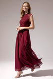 Vestido de baile de Chiffon Longo Borgonha