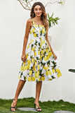 Vestido vintage de verão de impressão de limão
