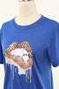 Carregar imagem no visualizador da galeria, T-shirt do pescoço redondo azul azul impresso