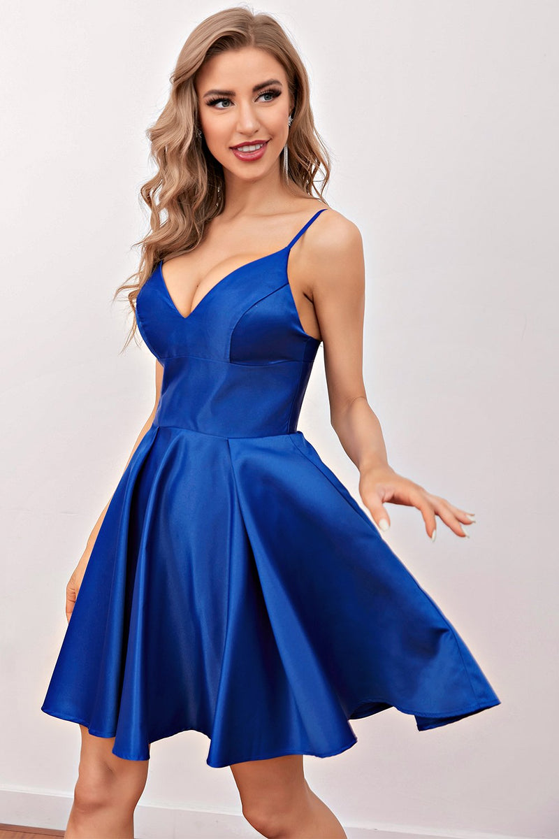 Carregar imagem no visualizador da galeria, Vestido de homecoming do baile de finalistas do Royal Blue Short Prom