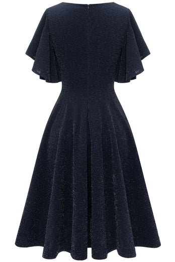 Vestido de festa casual de glitter preto
