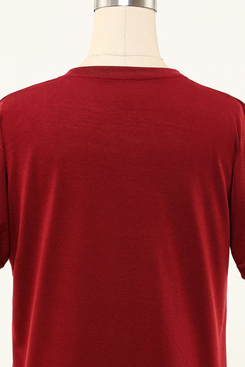 Carregar imagem no visualizador da galeria, T-shirt impressa preguiçosa vermelha escura