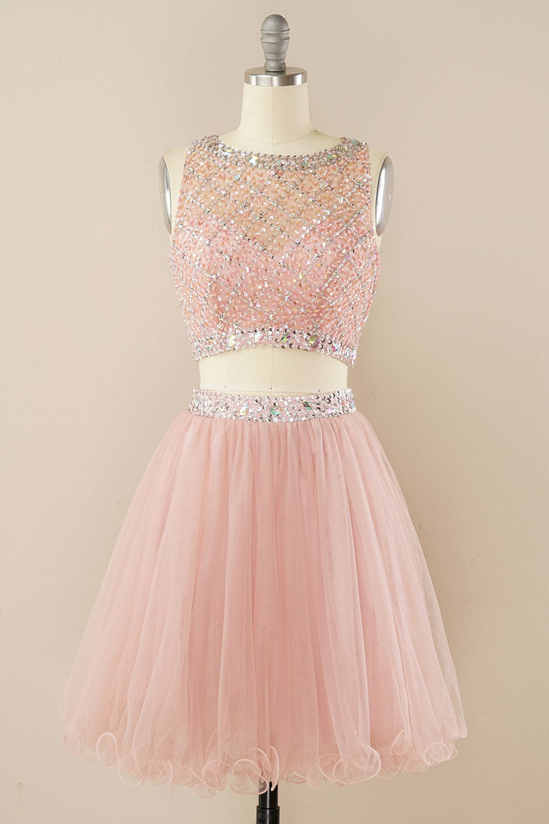 Carregar imagem no visualizador da galeria, Blush Beading Short Homecoming Dress
