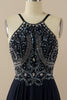 Carregar imagem no visualizador da galeria, Halter Beaded Vestido de baile sem costas