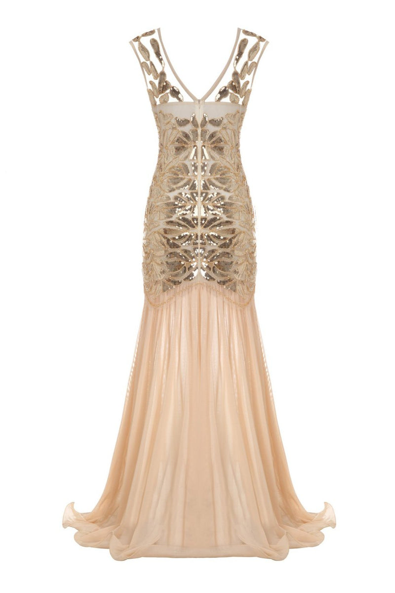 Carregar imagem no visualizador da galeria, Champanhe 1920s Vestido Vintage