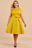 Carregar imagem no visualizador da galeria, Mais tamanho amarelo vintage 1950s vestido