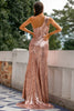 Carregar imagem no visualizador da galeria, Rosa ouro lantejoulas Prom vestido de dama de honra