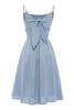 Carregar imagem no visualizador da galeria, Spaghetti Tiras vestido de verão azul com bowknot