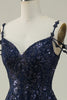 Carregar imagem no visualizador da galeria, Azul Marinha A Line Fora do Ombro Vestido de Baile