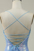Carregar imagem no visualizador da galeria, Azul Lantejoulas Espaghetti Correias Sereia Vestido Cerimónia