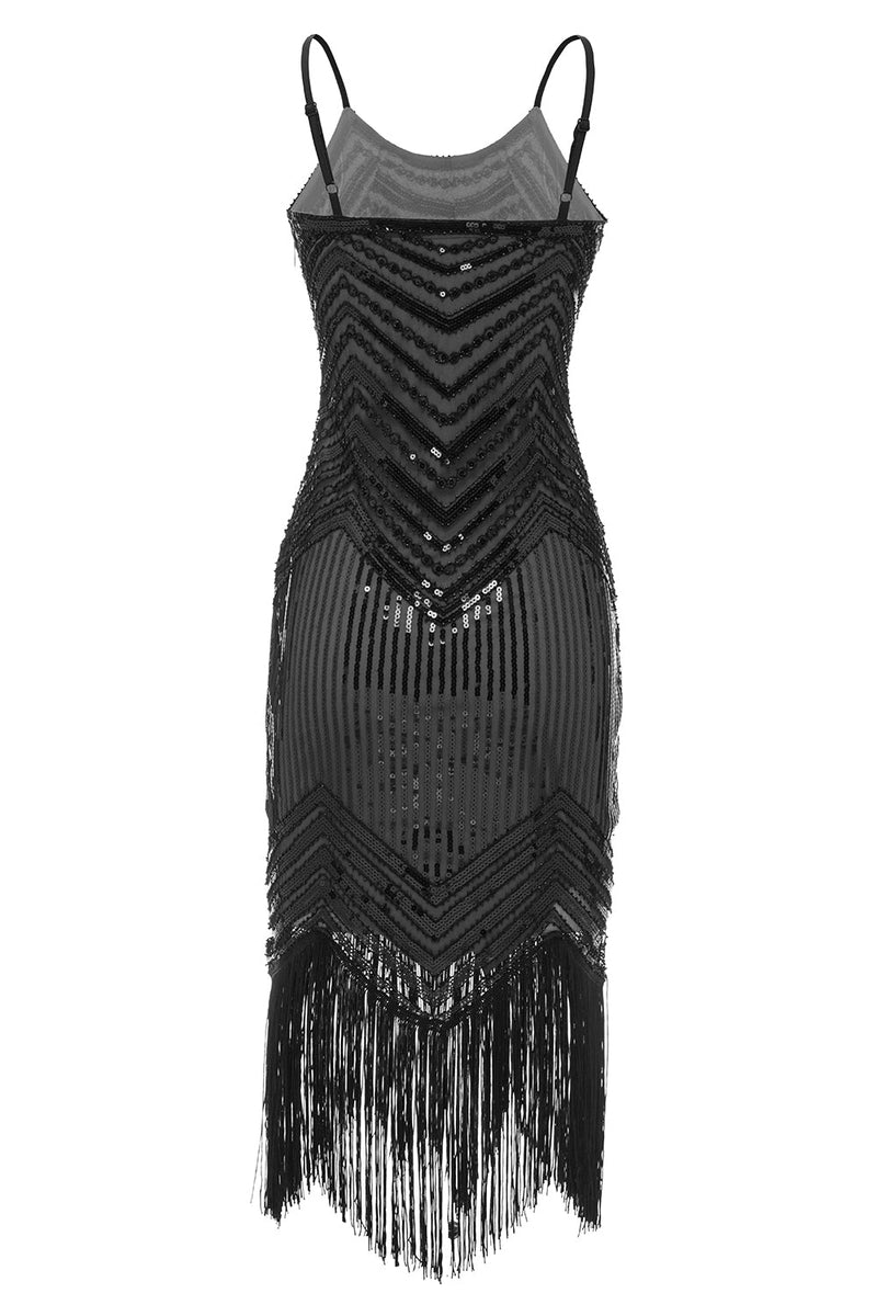 Carregar imagem no visualizador da galeria, Cintas de espaguete vermelho preto 1920 vestido
